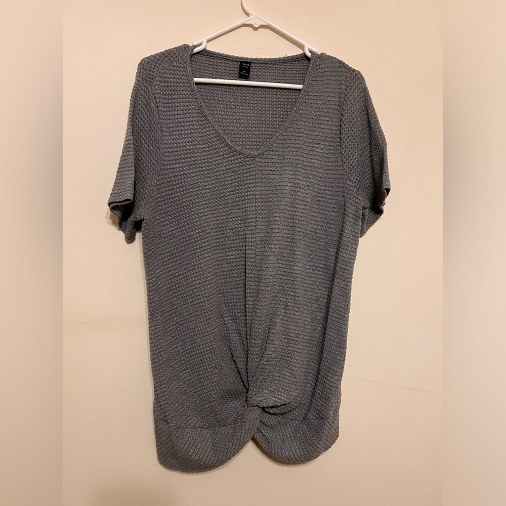 Gray casual knit top